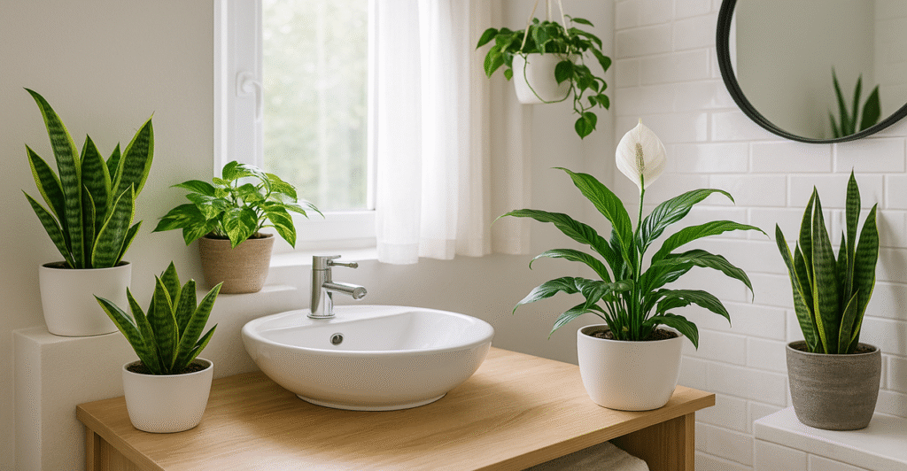 plantas no banheiro