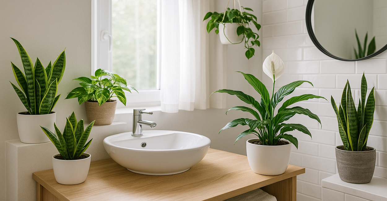 plantas no banheiro