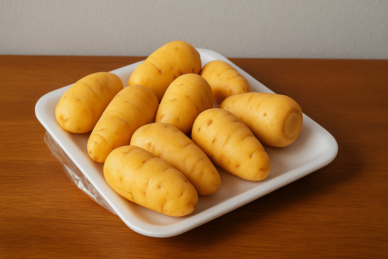 prato de isopor com batata baroa